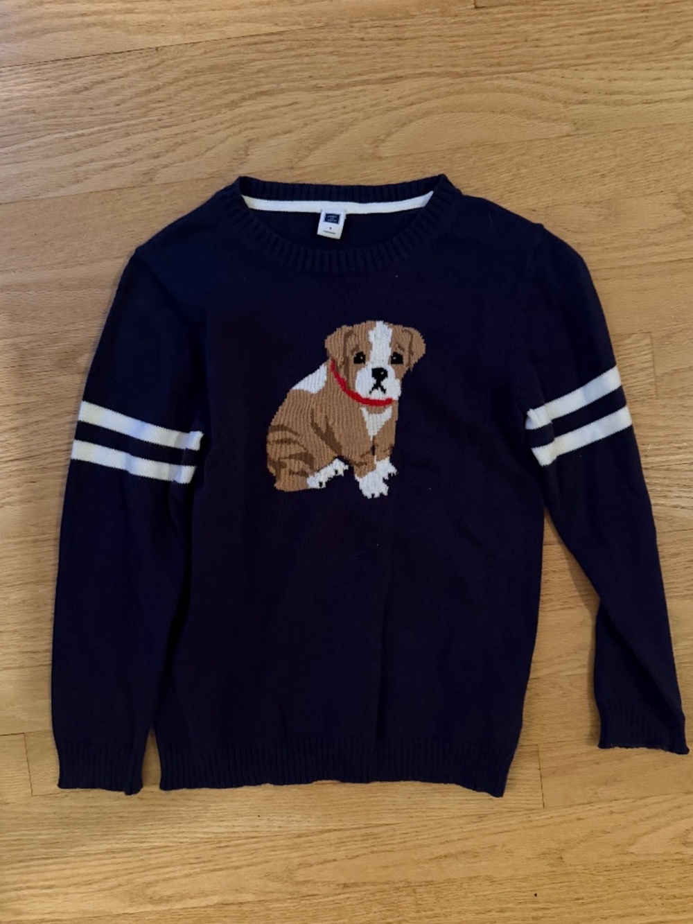 Janie and Jack Size 7 boys puppy varsity navy sweater